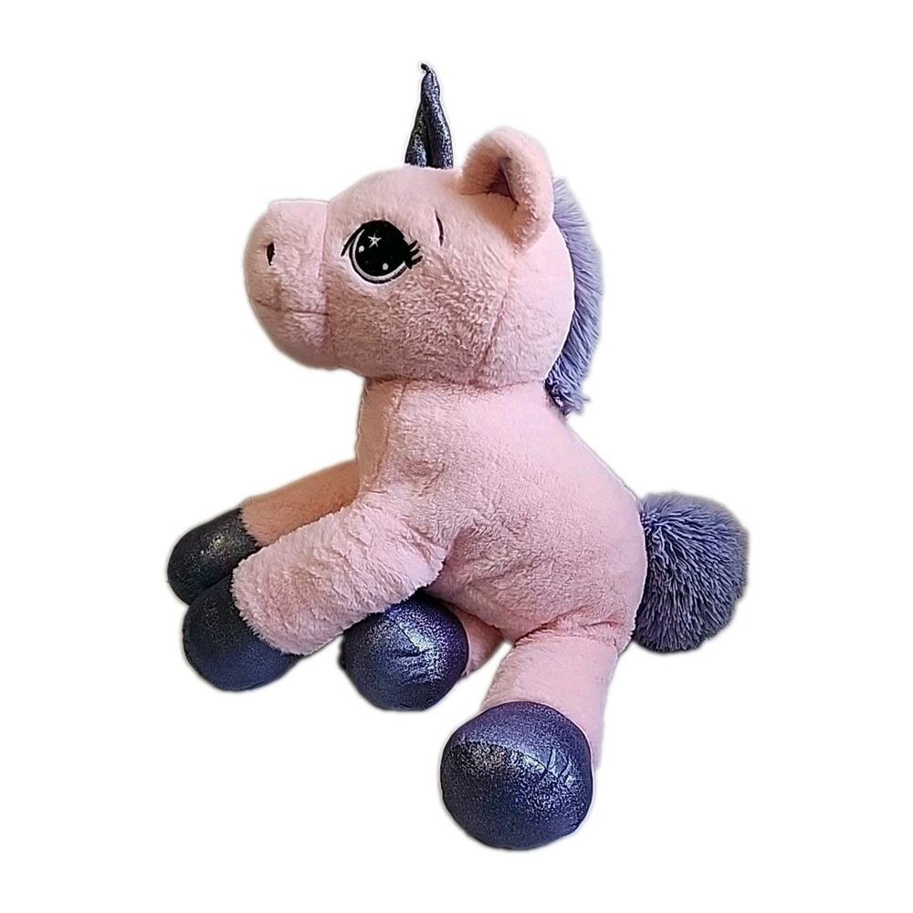 UNICORN PLUSH 36" STUFFED ANIMAL LARGE Pink Purple Glitter Feet HORSE JUMBO TOY